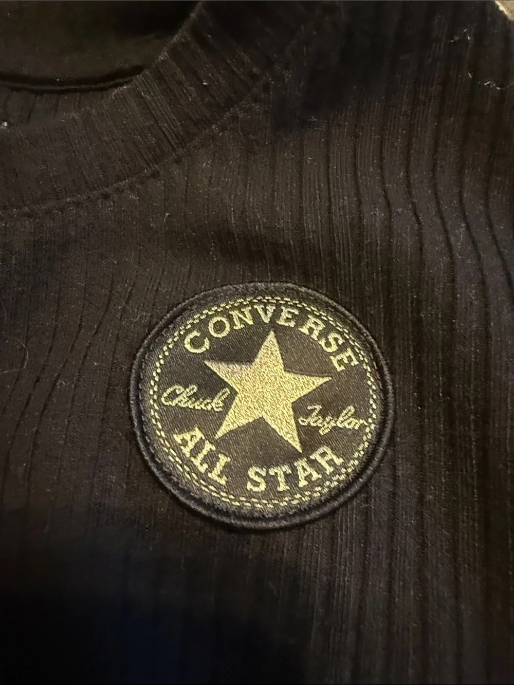 Converse Black Ribbed Crewneck Sweater with Chest Patch